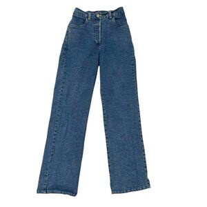 Loup Straight Leg Button Fly Stretch Denim Jeans Medium Blue Wash size XS